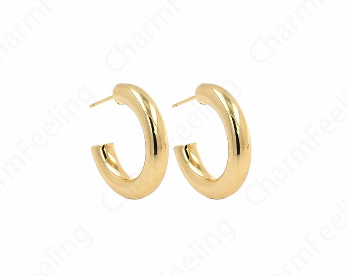 1 Pair C-Shaped Earrings 18K Gold Filled Thick Earrings Moon Earrings Crescent Earrings Dainty Earrings,Gift for Her,