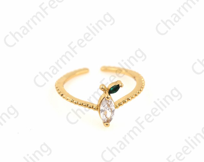 18K Gold Filled Fruit Ring, Delicate Gold Ring, Micropavé CZ Fruit Ring, Fruit Charm, Adjustable Ring, Gold Open Ring 1PCS