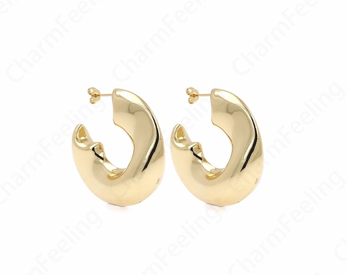 18K Gold Filled Moon Earrings,Fashionable Earrings, Thick Gold Earrings,Crescent Moon Earrings,Dainty Earrings,Gift for Her,39x38.5x15mm