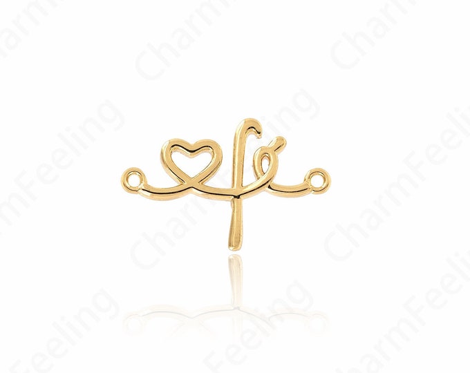 Micropavé CZ Love Word Connector 18K Gold Filled Dainty Love Pendant,For Necklaces Making 23.3x15.4x2mm