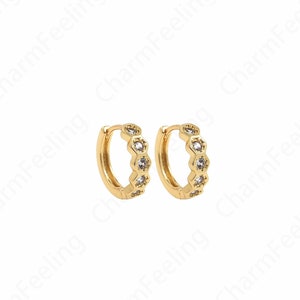 18K Gold Filled Hoops Earrings,Honeycomb Earrings,Earring Charm, Ear Hoops, Nickel Free Earrings,Minimalist Earrings,17x17x4.8mm