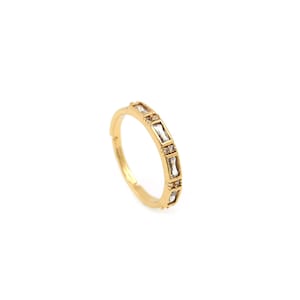 Anillo apilable, anillo abierto de oro, anillo diario chapado en oro de 18 quilates, anillo minimalista fino con micropavé de circonitas, anillo ajustable, dije sencillo