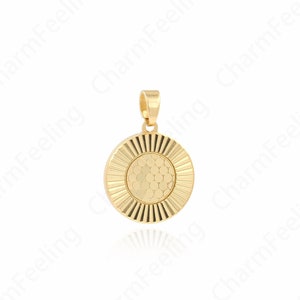 Gold Coin Pendant, Round Pendant, Coin Necklace, 18K Gold Filled Disc Necklace, DIY Jewelry Supplies, 20.5x14x1.6mm