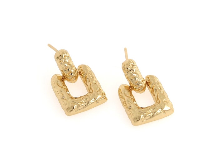 Square Earrings,Rectangular Earrings,Dainty Gold Earrings,Earring Charm,18K Gold Filled Eectangular Earrings, 20x12x3mm