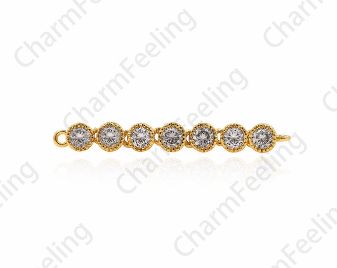 7 Zircon Connectors, Minimalist Charm, Single Zircon Charm, DIY Jewelry Making Accessories 4x32x3mm 1pcs