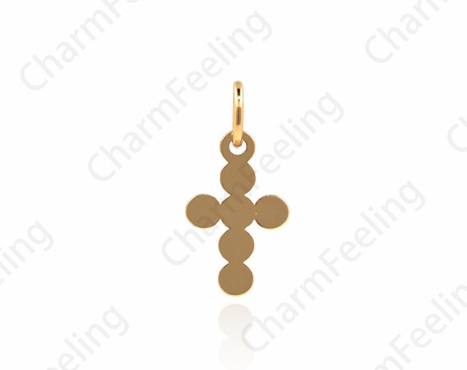 18K Gold Filled Cross Pendant, Gold Cross Charm, Mini Cross Necklace, Cross Necklace, DIY Jewelry Making Accessories 15x7.5x1mm 1pcs