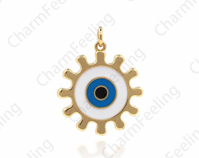 Starburst Enamel Eye Pendant, Eye Charm, Greek Eye Charm, Eye Jewelry,DIY Jewelry Making Accessories 28x22x2mm 1pcs