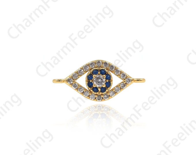 CZ Hollow Eye Connector,Big Crystal On Eye For Bracelet Necklace Pendant Making, DIY Jewelry Making Accessories 20x9x5mm  1pcs