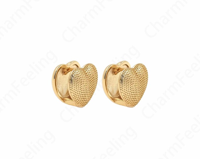 1 Pair,Love Earrings, Micropavé CZ Love Earrings, 18K Gold Filled Heart Earrings, Pierced Earrings, DIY Jewelry Accessories,15.5x13.5x12.5mm