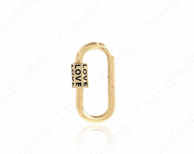 Oval Clasp Brass Carabiner, Oval Gold Clasp, Matching Jewelry Clasp, Oval Screw Clasp, Jewelry Clasp, Necklace Clasp 27x14x4.8mm