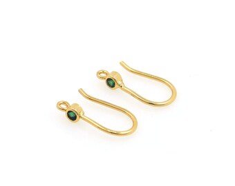 Micropavé CZ Pierced Earrings,18K French hook earrings, gold-plated copper ear wire, hook earrings, for earrings  1 pair