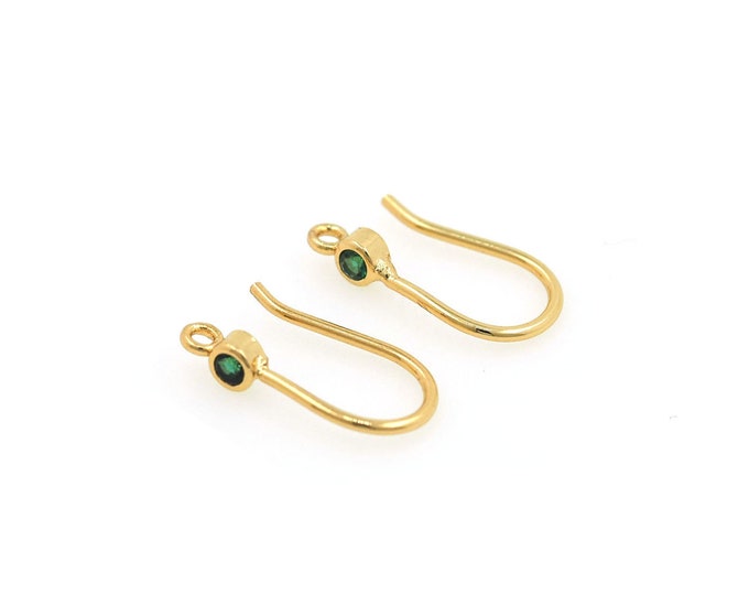 Micropavé CZ Pierced Earrings,18K French hook earrings, gold-plated copper ear wire, hook earrings, for earrings  1 pair