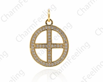 18K Gold Filled Earth Necklace,Alchemy Pendant,Earth Charm,Earth Pendant,Alchemy Charm,DIY Jewelry Charm 22x15x1.5mm