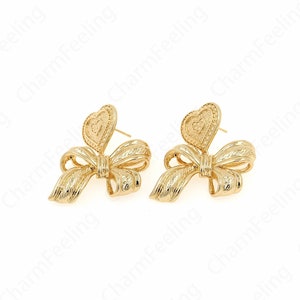 Pendientes de arco delicados, aretes de arco, pendientes exquisitos y delicados rellenos de oro de 18 quilates, un regalo para ella, 39x29x8,5 mm