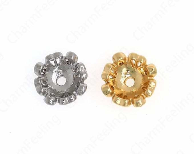 10 pcs 18K Gold Filled Flower Bead Caps,Pearl Caps,Round Bead Caps,Flower Caps,Spacer Jewelry, Brass Caps, DIY Gold Jewelry Making,8.3x3mm