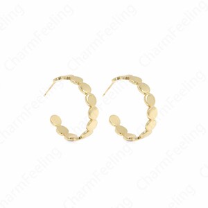 1 paar Boho oorbellen, 18K goud gevulde hoepel, gehamerde oorbellen, dikke oorbellen, eenvoudige oorbellen, perfect cadeau voor haar en meisjes, 30,7x5,5 mm