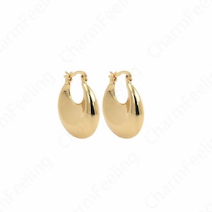 1 pair,18K Gold Filled Round Twist Earrings, Twist Earrings, Hollow Earrings, Micropave CZ Oval Earrings, 26x23x7.5mm