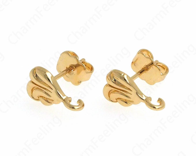Heart Stud Earrings Accessories, Dainty Earrings,18K Gold Filled Heart Earrings,DIY Jewelry Accessories,12.4x7.5x2.5mm