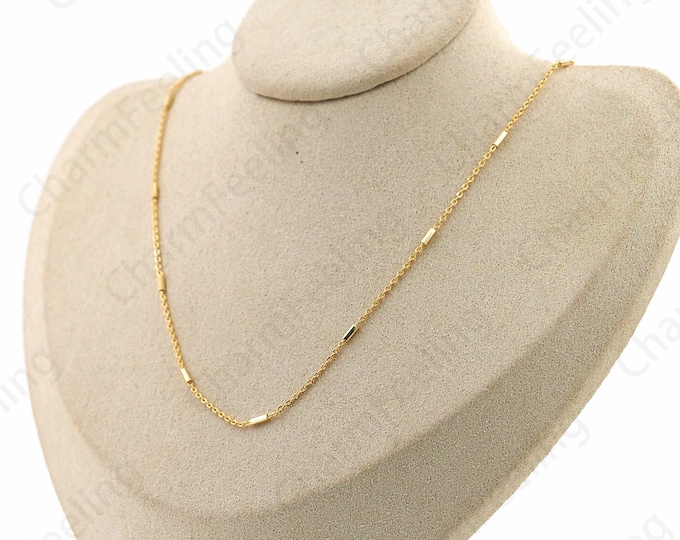 Fashion Necklace,Chain Necklace,18K Gold Filled S925 Silver Necklace,Cylinder Necklace, Bar Necklace,Classic Necklace,Gift For Her