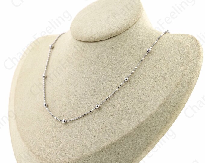 Silver Bead Necklace, S925 Silver Necklace, Chain Necklace, Ball Necklace Anniversary Gift, Fashion Necklace, Classic Necklace,Gift For Her,
