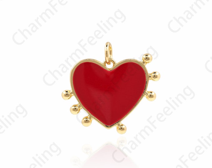 Enamel Heart Pendant, Heart Charm, Red Heart Charm, Heart Necklace, Enamel Charm, DIY Jewelry Making Accessories 20x22x2mm 1pcs