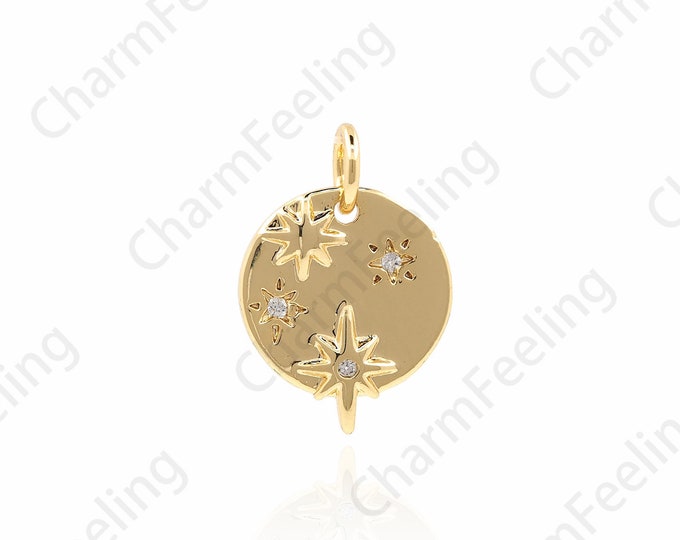 Micro-Pave Polaris Pendant, Gold Filled Star Charm, Polaris Charm, Venus Charm, DIY Jewelry Making Accessories 17x12x2mm 1pcs