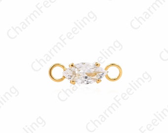 Micropavé CZ Bracelet Connector, 18K Gold Filled CZ Connector, DIY Bracelet Necklace Accessories, 3.5x13x4mm