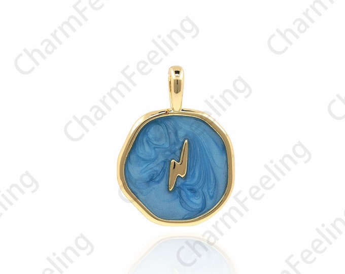 Enamel Lightning Pendant, Gold Lightning Jewelry, Lightning Charm, DIY Jewelry Making Accessories 18.5×13.6×1.8mm 1pcs