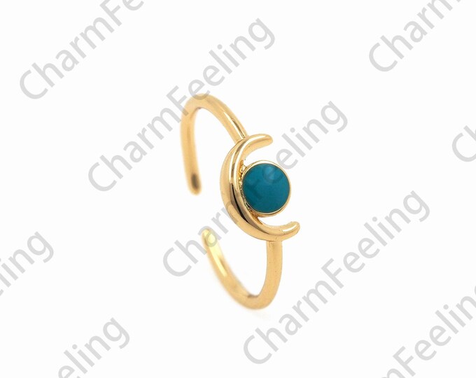 18K Gold Filled Enamel Ring, C-Shaped Ring,Eye Ring, Gold Open Ring, Adjustable Ring, Enamel Eye Ring