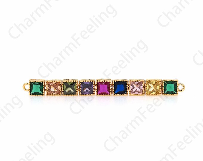 Gold Connector, 18K Gold Filled Classic Tennis Bracelet Micropavé CZ Ladies Bracelet, DIY Bracelet Necklace Accessories,50x5x3.5mm