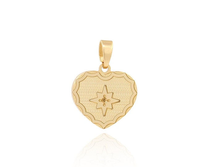 Polaris Charm,Dainty Heart Necklace,Heart Charm, 18K Gold Filled Heart Pendant,Love Necklace, DIY Jewelry Accessories 19x14x1.6mm