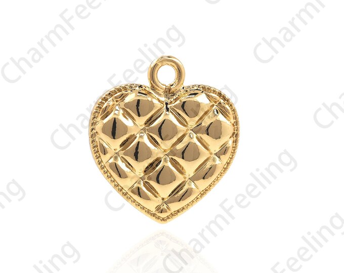 18K Gold Filled Heart-Shaped Woven Pendant, Love Woven Necklace, Heart-Shaped Woven Charm, Heart-Shaped Charm, DIY Accessories 18x16x2.5mm