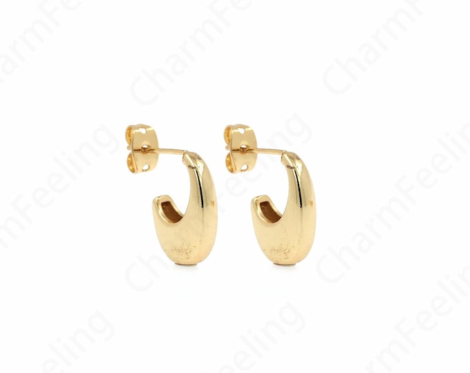 Crescent Moon Earrings, Thick Gold Earrings, 18K Gold Filled Women's Earrings, Simple Earrings, Fashionable Earrings,15.5x11x4.5mm