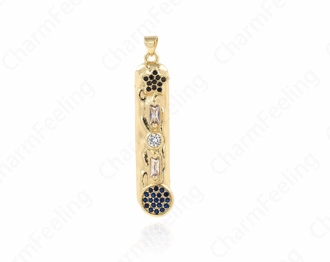 Polaris Charm, 18K Gold Filled Bar Polaris Pendant, Micropavé CZ Rectangular Necklace, Star Pendant, DIY Jewelry Accessories, 54x11.5x4.5mm