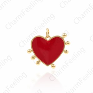 Emaille Herz Anhänger, Herz Charm, roter Herz Charm, Herz Halskette, Emaille Charm, DIY Schmuckherstellung Zubehör 20x22x2mm 1Stk