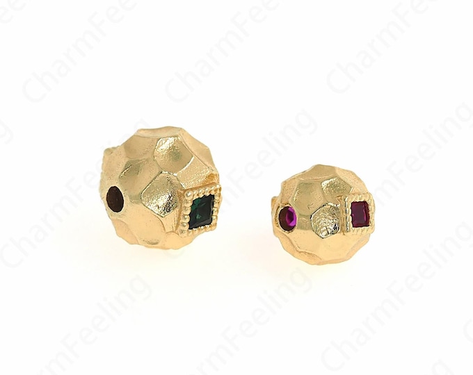 Gold Ball Spacer Beads, 18K Gold Filled Ball Beads,Micropavé CZ Bracelet Necklace Spacer Beads, DIY Jewelry Supplies,