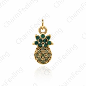 18k Gold Filled Pineapple Necklace, Golden Pineapple Necklace, Tropical Fruit Jewelry, Micropave Fruit Pendant Gift Ideas 16.5x8x2.8 mm