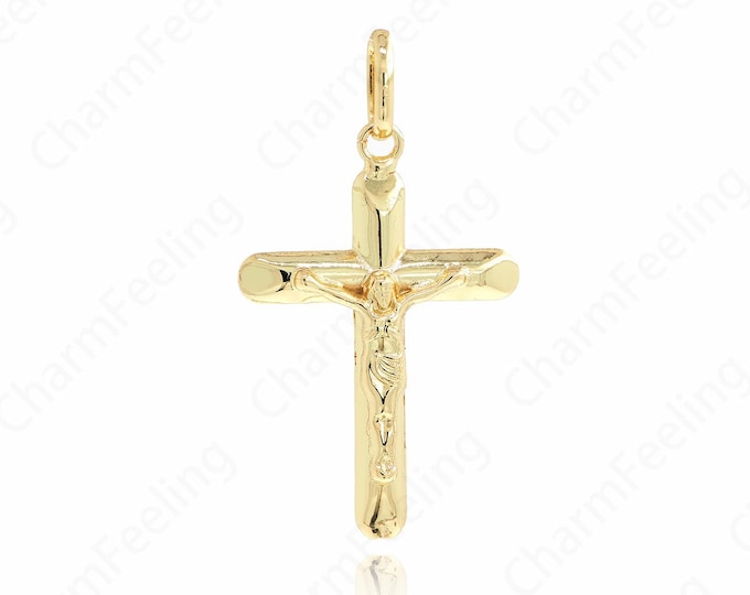 Christian Charm,Cross Necklace,Religious Charm,Cross Charm,18K Gold Filled Cross Pendant,DIY Jewelry Accessories,50.5x30.5x6mm