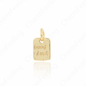 Naszyjnik na szczęście, 18-karatowy złoty wisiorek na szczęście, urok na szczęście, akcesoria do wyrobu biżuterii DIY 12,6x7x1mm