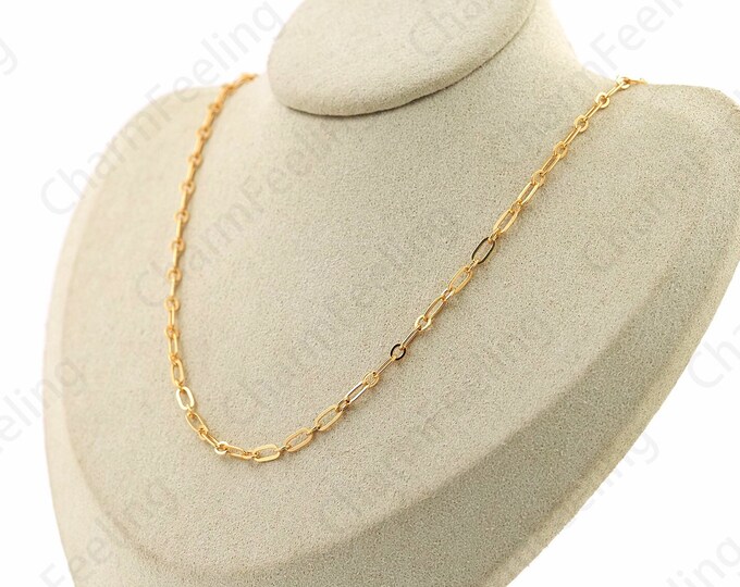 18K Gold Filled Classic Necklace Square Necklace Paper Clip Necklace Chain Necklace S925 Silver Necklace Fashion Necklace Gift For Her
