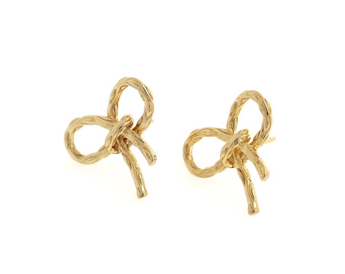 18K Gold Filled Bow Earrings,Dainty Exquisite Earrings, Bow Hoops,A Gift For Her, 20x22x5.5mm