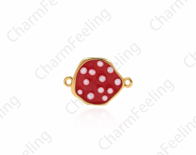 18K Gold Filled Enamel Oval Connector, Red Enamel Oval Connector, Bracelet Necklace Connector, DIY Jewelry Accessories 11x16x1.4mm