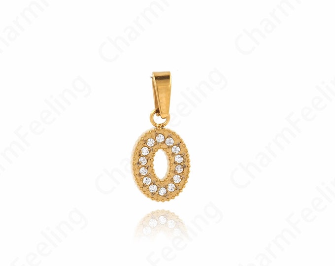 Micropavé CZ Oval Pendant, Oval Crystal Pendant, 18K Gold Filled Crystal Necklace, Crystal Charm, DIY Jewelry Accessories,16x7x1.5mm