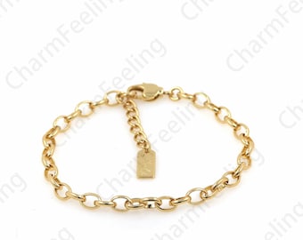 O-Shaped Pin Bracelet 18K Gold Filled Thin Circle Bracelet Round Bracelet Men's Gold Thin Circle Bracelet 17CM