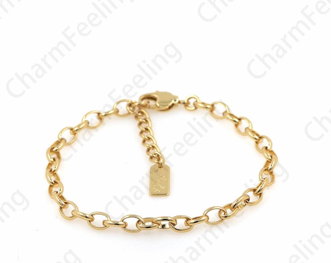 O-Shaped Pin Bracelet 18K Gold Filled Thin Circle Bracelet Round Bracelet Men's Gold Thin Circle Bracelet 17CM