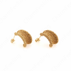 18K Gold Filled Boho Stud Oorbellen, dikke gouden oorbellen, ovale oorbellen, drop stud oorbellen, cadeau voor haar, 21x17x5mm