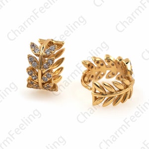CZ Micropavé Leaf Oorbellen, 18K Goud gevulde Tak Oorbellen, Earring Charm, Gold Oorbellen Sieraden, Geschikt voor verjaardag geschenken 12.5x14x6.5mm