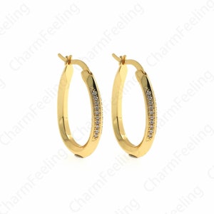 1 pair,Dainty Oval Earrings, 18K Gold Filled Round Twist Earrings, Twist Earrings, Hollow Earrings, 25.3x16x3.3mm