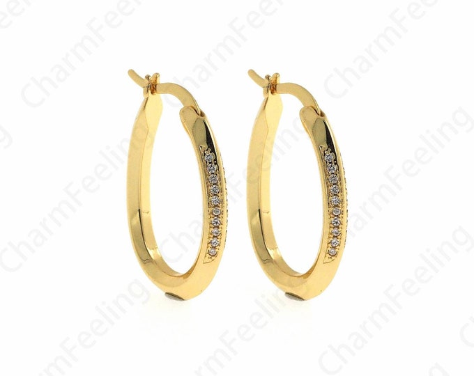 1 pair,Dainty Oval Earrings, 18K Gold Filled Round Twist Earrings, Twist Earrings, Hollow Earrings, 25.3x16x3.3mm