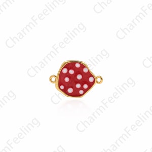 18K Gold Filled Enamel Oval Connector, Red Enamel Oval Connector, Bracelet Necklace Connector, DIY Jewelry Accessories 11x16x1.4mm